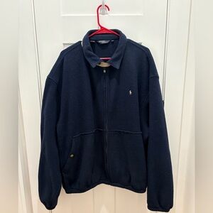 Polo Ralph Lauren Mens Fleece Jacket Blue Full Zip Mock Neck Size XXL